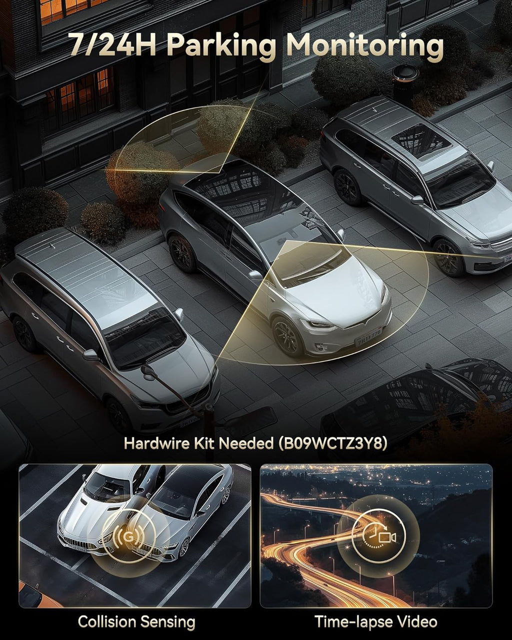 F77 4K+4K Dash Cam Front and Rear, Dual STARVIS 2 IMX678 HDR, Built-In 128GB Emmc, Voice Control Dash Camera for Cars with 5.8Ghz Wifi, 4'' Touch Screen, GPS, Night Vision, 24H Parking Mode